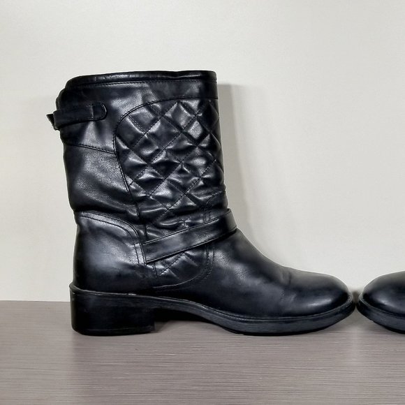 Aquatalia Sweetness Short Quilted Moto Boot, Black Leather, Womens Size 8 - Picture 8 of 14